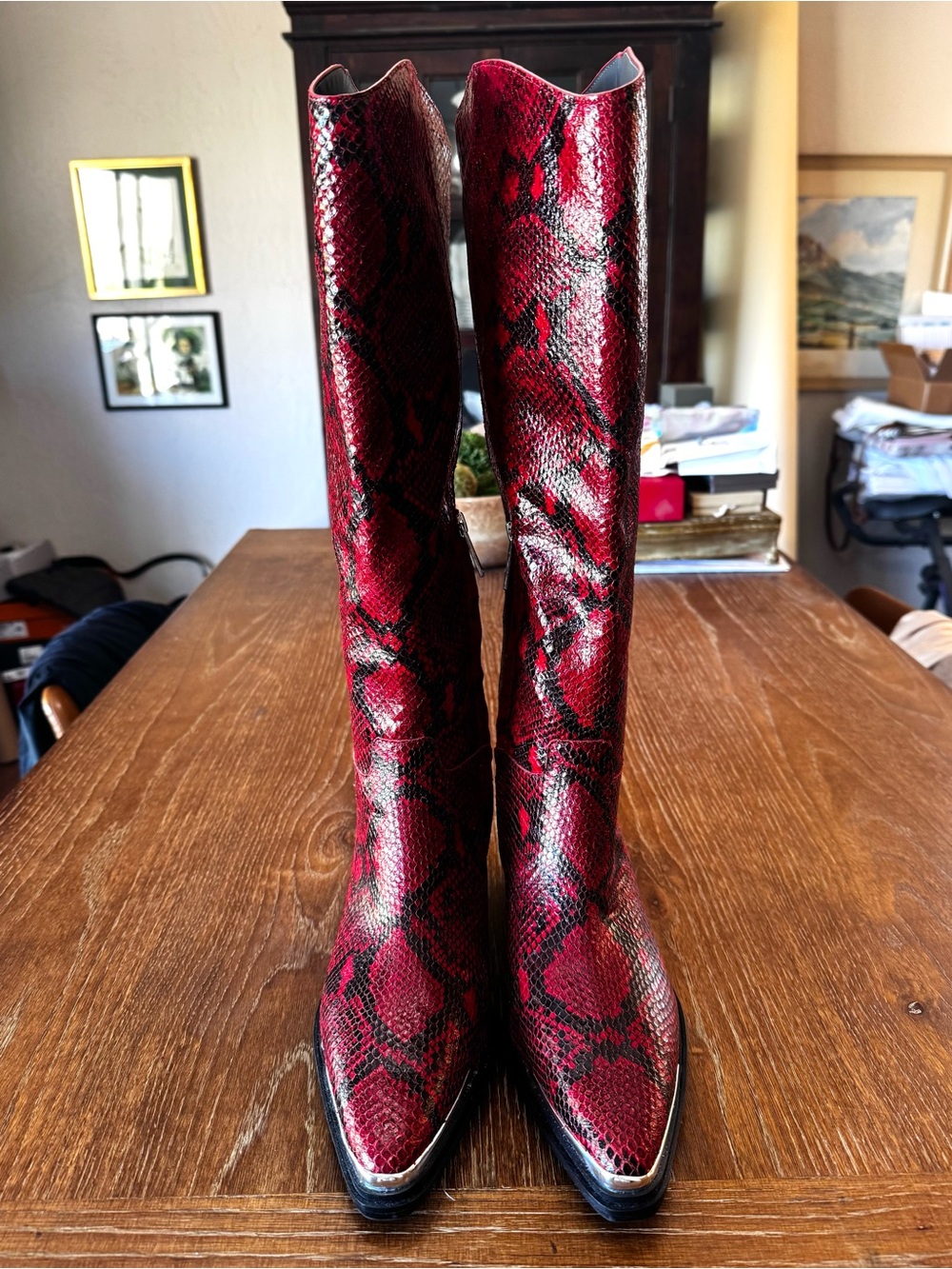 NEW Franco Sarto red+black snake Billie western boots 8 - Picture 3 of 13